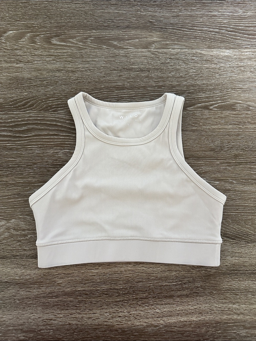 Cream High-Neck Sports Bra - Supportive Women's Activewear